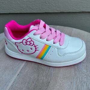 Hello Kitty Sanrio Kids Size 3 Sneakers Youth White Rainbow Low Top Shoes New